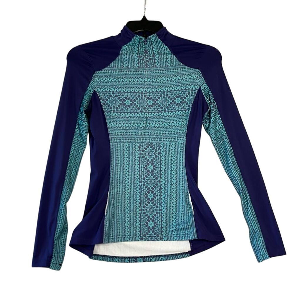 PrAna 1/4 Zip Athletic Jacket Yoga Long Sleeve Womens‎ Size Small Green Blue